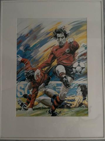 Lithografie voetbal quick van Jan Hofland beschikbaar voor biedingen
