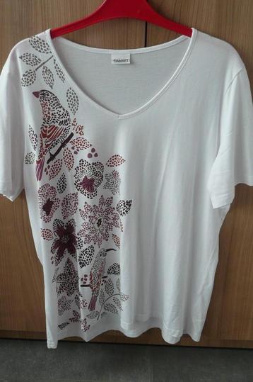 Witte T-shirt met bloemen Damart (a277)