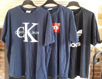 3 t-shirts hommes KM-coton doré-avec logo XXL-1xNoir/2xbleu