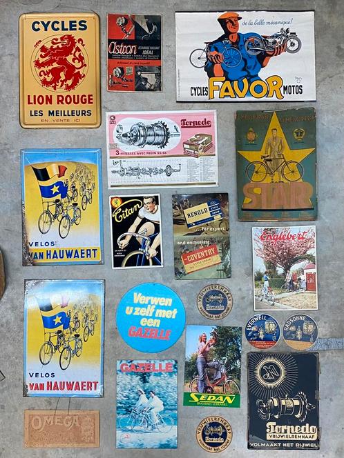 Reclameborden van fietsen en onderdelen blik, karton, papier, Verzamelen, Merken en Reclamevoorwerpen, Ophalen
