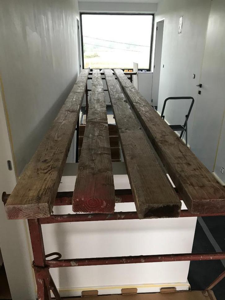 baddens (5m lengte), Doe-het-zelf en Bouw, Hout en Planken, Gebruikt, Balk, 300 cm of meer, 50 mm of meer, Ophalen