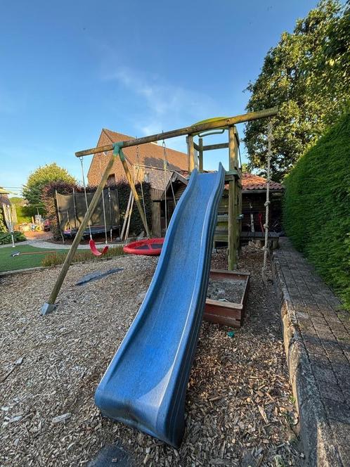 Gratis - Speeltuig en trampoline, Kinderen en Baby's, Speelgoed | Buiten | Speeltoestellen, Gebruikt, Klimtouw, Schommel, Zandbak