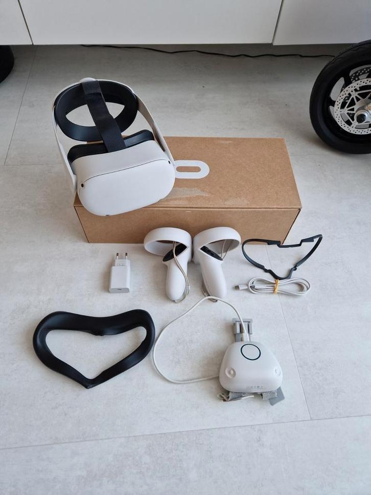 Meta quest 2 - 128GB + Elite Strap + VR power + accessoires, Games en Spelcomputers, Virtual Reality, Zo goed als nieuw, VR-bril