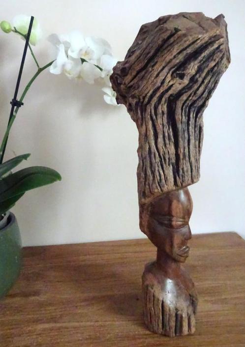 Art Africain en bois de fer: grande statue H 39 cm. 1.706 kg, Antiquités & Art, Art | Art non-occidental, Enlèvement ou Envoi