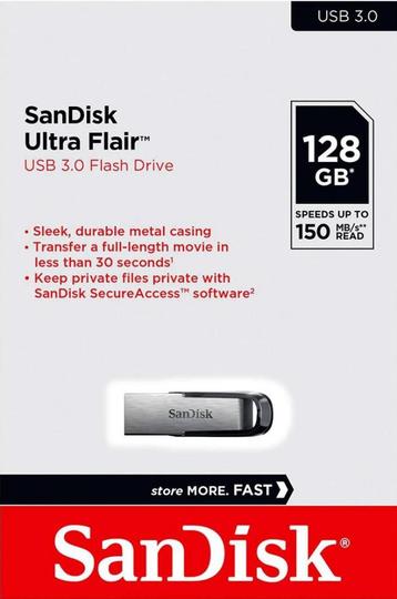 SanDisk Ultra Flair USB 3.0 Flash Drive 128 GB beschikbaar voor biedingen