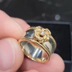 18 karaat heel mooi goud ring met diamanten, Ophalen, Wit, Zo goed als nieuw, Met edelsteen