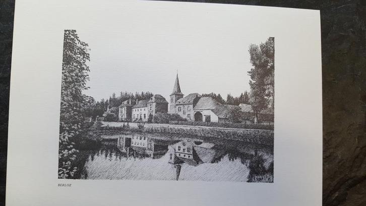lot 30 lithogravures de villages de HESBAYE / CONDROZ, Verzamelen, Foto's en Prenten, Zo goed als nieuw, Prent, Gebouw, Ophalen of Verzenden