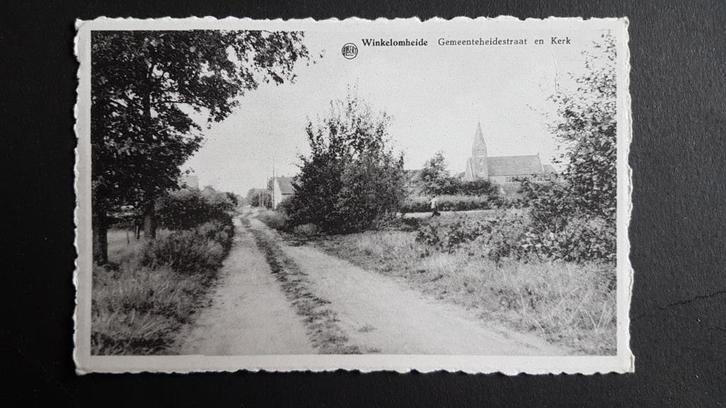 Winkelomheide ( Geel ) Gemeenteheldestraat en kerk, Verzamelen, Postkaarten | België, Ongelopen, Antwerpen, 1940 tot 1960, Ophalen of Verzenden