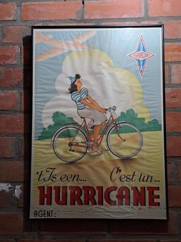 Affiche ancienne Hurricane Bicycle des années 1950 80x60 cm, Enlèvement, Utilisé