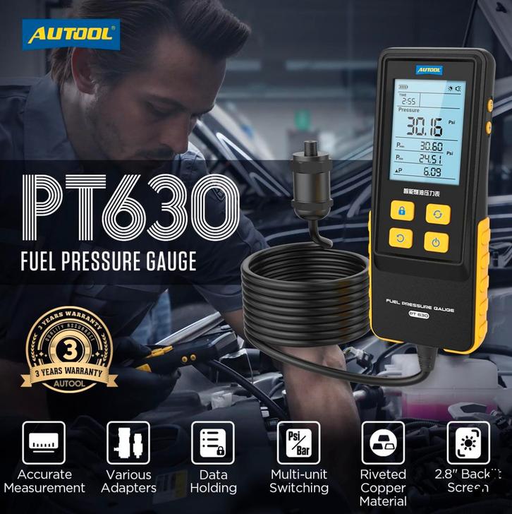 AUTOOL PT630 Automobiel Brandstofdrukmeter, Autos : Divers, Outils de voiture, Neuf, Enlèvement ou Envoi