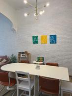 Set van 4 retro oranje eetkamerstoelen, Huis en Inrichting, Ophalen, Gebruikt, Overige kleuren, Vier