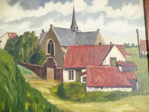 vue du village d'été De Mulder JP 1968 peinture à l'huile ex, Antiquités & Art, Art | Peinture | Moderne, Enlèvement ou Envoi