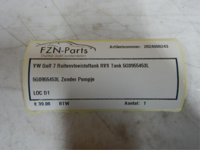 Ruitensproeiertank voor Volkswagen Golf (22742338), Auto-onderdelen, Ruiten en Toebehoren, Gebruikt, Ophalen