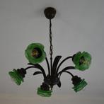 Kroonluchter met glazen bloemen, Ophalen, Gebruikt, Glas