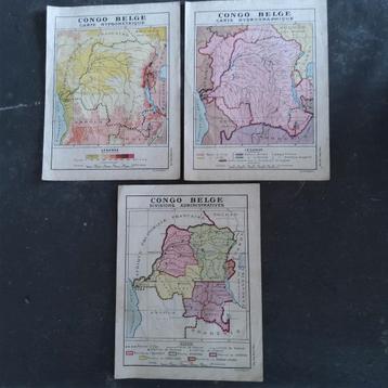 Belgisch Congo. 3 verschillende kaarten (1950).
