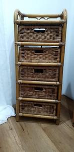 vintage bohemian rotan/rieten ladekast, Huis en Inrichting, Ophalen, Minder dan 50 cm, 5 laden of meer, 100 tot 150 cm