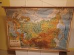 Grote Vintage Schoolkaart op Canvas USSR, Ophalen, Aardrijkskunde