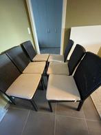 6 zwarte rotan eetkamerstoelen, Osier ou Rotin, Enlèvement, Noir, Cinq, Six Chaises ou plus