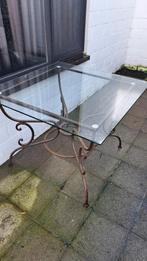 Vierkante glazen terrastafel, Tuin en Terras, Ophalen, Gebruikt, Vierkant, Metaal
