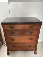 Houten ladenkast met zwart marmeren blad, Antiek en Kunst, Ophalen