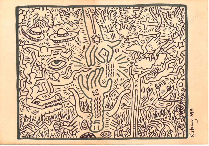 Keith Haring Artwork, Antiquités & Art, Art | Peinture | Moderne, Enlèvement ou Envoi