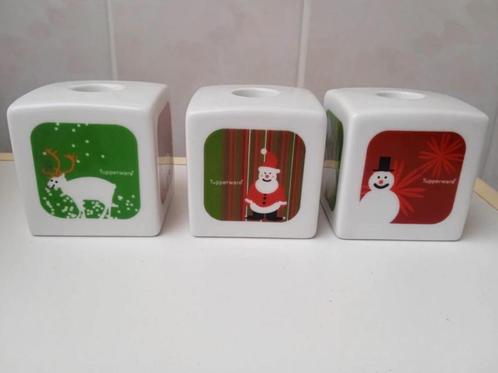 3 kaarsenhouders met kerstmotief Tupperware, Huis en Inrichting, Keuken | Tupperware, Gebruikt, Overige typen, Ophalen