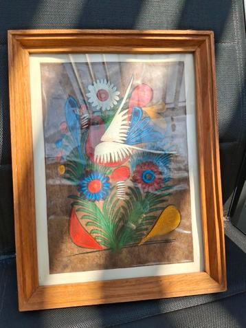 Afrikaans (?) schilderijtje op karton (?) achter plastic (?), Antiek en Kunst, Ophalen