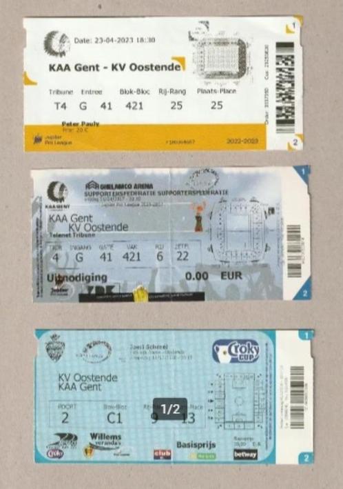 KAA Gent - KV Oostende : 5 tickets différents (15-23), Collections, Articles de Sport & Football, Utilisé, Autres types, Enlèvement ou Envoi
