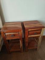 2 houten nachtkastjes met lade, Ophalen, Zo goed als nieuw, Hout