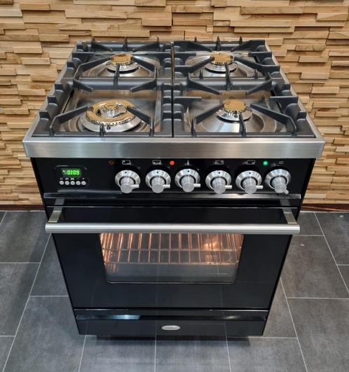 🔥 Poêle de luxe Boretti 60 cm noir brillant + 4 brûleurs en, Electroménager, Cuisinières, Comme neuf, Autoportant, 4 zones de cuisson