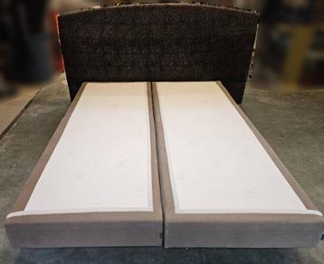 Boxspringbed 160x200cm + hoofdbord, Huis en Inrichting, Slaapkamer | Boxsprings, Ophalen, Gebruikt, Beige, Tweepersoons