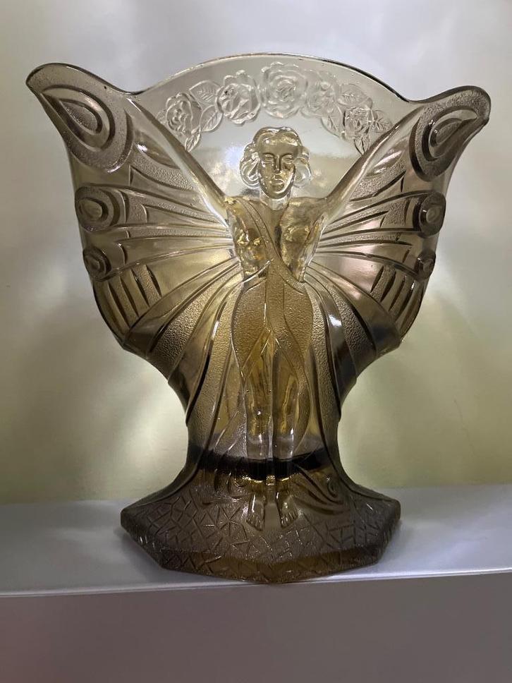 Scailmont Art Deco vlinder dames vaas R/V, Antiek en Kunst, Antiek | Glaswerk en Kristal, Ophalen