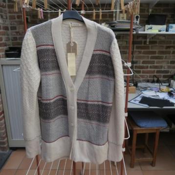 Lange gilet nieuw beige grijs v-hals Sessun mt M beschikbaar voor biedingen
