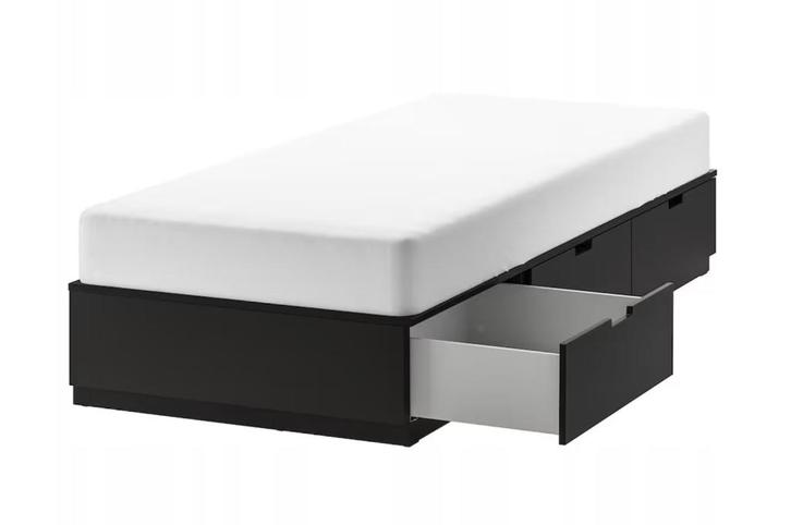 Lit 90x200 noir Nordli (ikea), Huis en Inrichting, Slaapkamer | Bedden, Zo goed als nieuw, Eenpersoons, 90 cm, 200 cm, Hout, Zwart