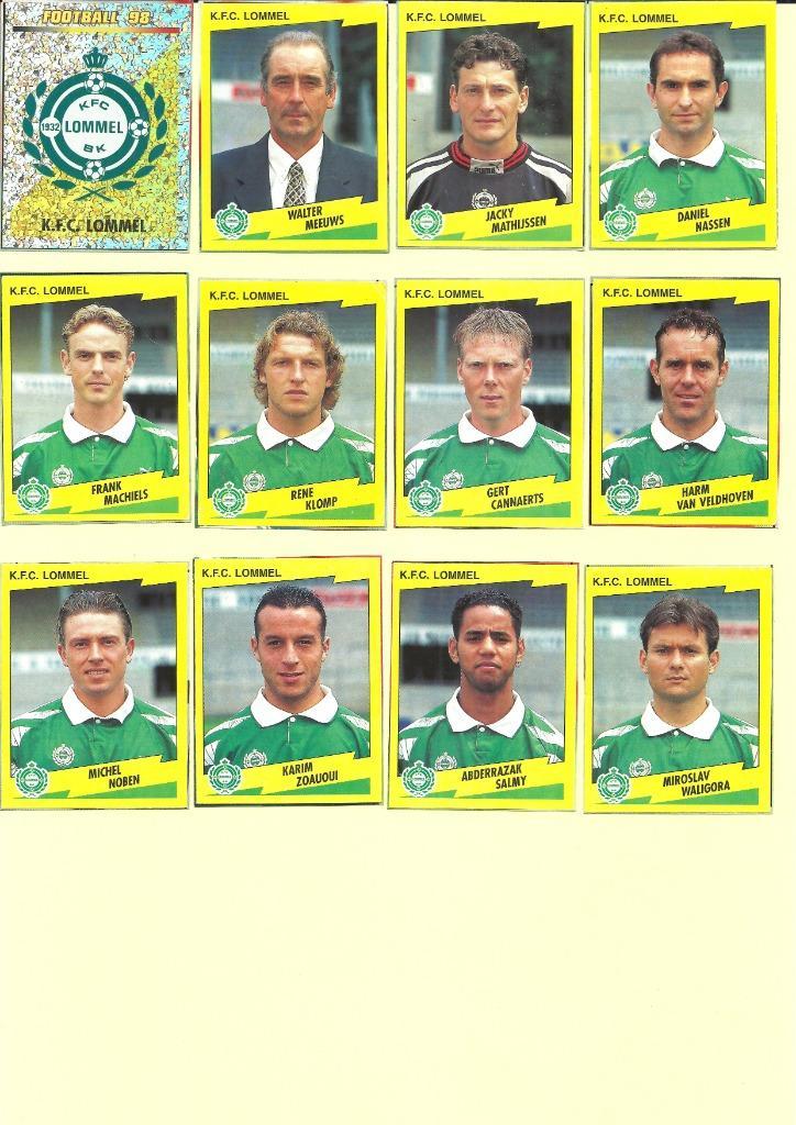 Panini Football 98 - KFC Lommel - recup, Hobby en Vrije tijd, Stickers en Plaatjes, Gebruikt, Meerdere stickers, Ophalen of Verzenden
