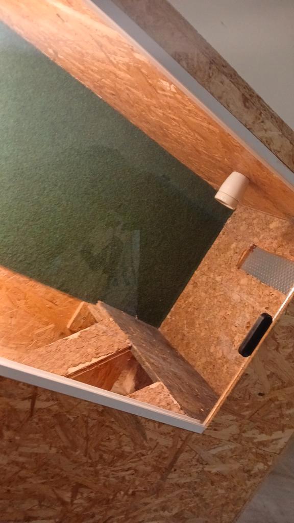 Zelfgemaakte reptielenbak / terrarium van OSB platen, Animaux & Accessoires, Reptiles & Amphibiens | Accessoires, Éclairage, Enlèvement