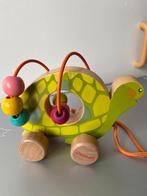 🍄 Janod .  Houten trekfiguurtje.  Schilpad, Enlèvement ou Envoi, Comme neuf, Jouet à Pousser ou Tirer