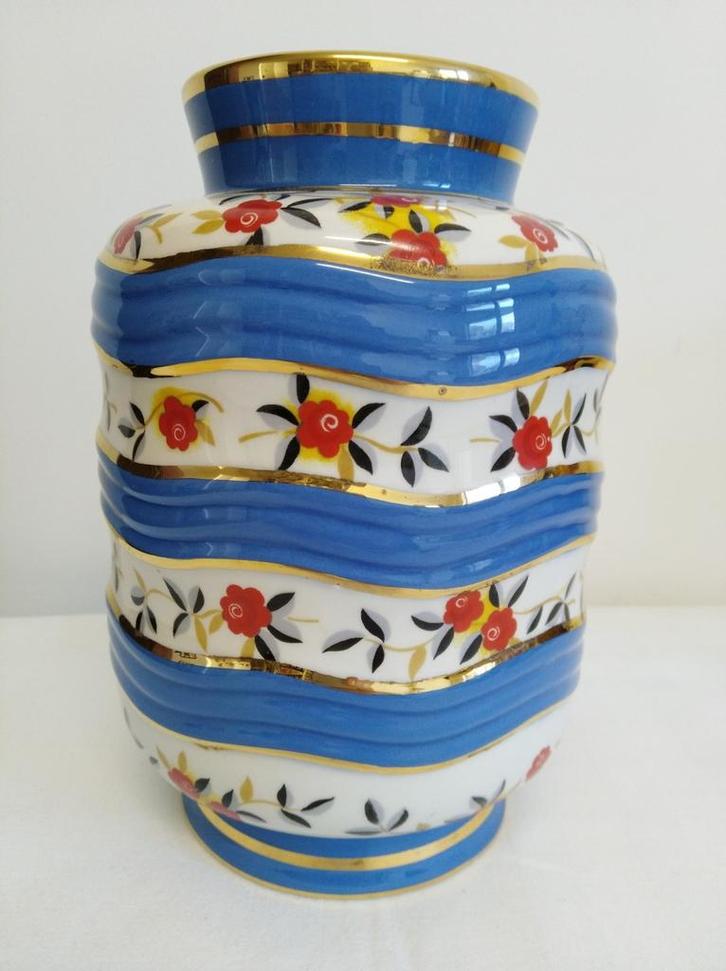 Mooie Boch vaas met bloemendecoratie. Periode 1963, Antiek en Kunst, Antiek | Keramiek en Aardewerk, Ophalen of Verzenden