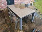 Table de jardin avec 4 chaises, Ophalen of Verzenden, Zo goed als nieuw, Hout