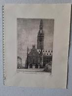 Ets Universiteitsbibliotheek van Leuven 1982 onleesbaar, Antiek en Kunst, Kunst | Etsen en Gravures, Ophalen of Verzenden