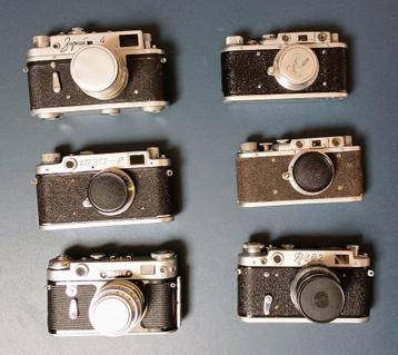 Lot van 6 vintage russische cameras & extras beschikbaar voor biedingen