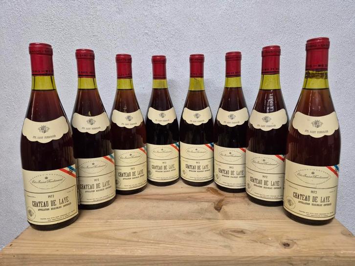 8 Flessen Château de Laye 1972 (15€/fles), Verzamelen, Wijnen, Zo goed als nieuw, Rode wijn, Frankrijk, Vol, Ophalen