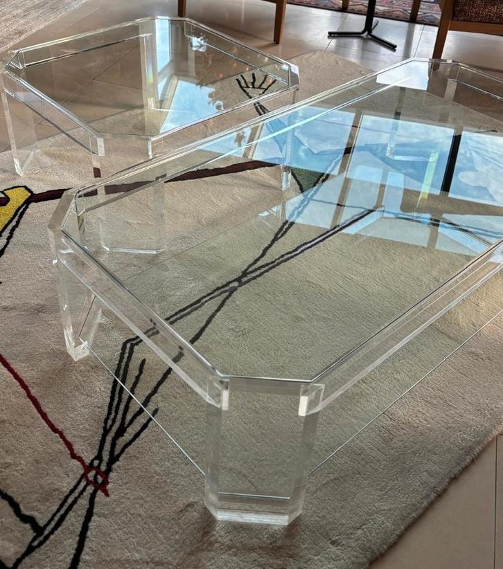 glazen salontafels, Huis en Inrichting, Tafels | Salontafels, Zo goed als nieuw, Minder dan 50 cm, 50 tot 100 cm, 100 tot 150 cm