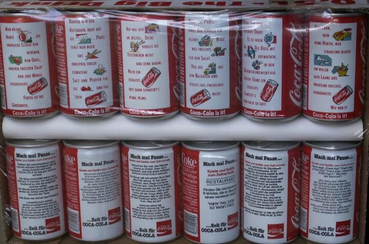 2 Complete sets 6 Duitse coca cola blikjes mach mal Pause &, Verzamelen, Merken en Reclamevoorwerpen, Zo goed als nieuw, Ophalen of Verzenden