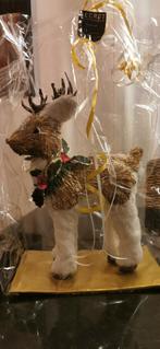 Cerf de Noël en bois et peluche, Neuf