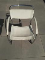 6 buisstoelen wit italiaans leder '80s stijl, Huis en Inrichting, Stoelen, Ophalen, Gebruikt, Wit, Metaal