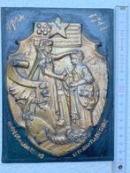 Bronzen Plaat 1914-1917, USA hulp in WOI, Vergulde versie, Ophalen of Verzenden, Landmacht, Kunstobject