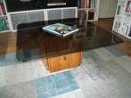 Salontafel met design glazen blad 90x90xH39cm, Huis en Inrichting, Ophalen, Glas