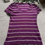 Tommy Hilfiger Gestreept T-shirt Paars V-Neck– Maat L, Tommy hilfiger, Wit, Maat 42/44 (L), Ophalen of Verzenden