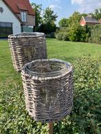 2 Rieten kandelaar inclusief groot theelicht voor kaars, Huis en Inrichting, Woonaccessoires | Kandelaars en Kaarsen, Ophalen